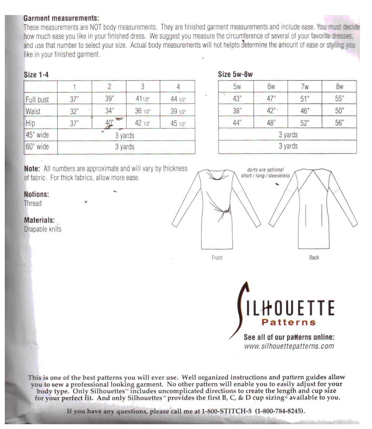 Silhoutte 4015 Sophia's Dress Size: 1-4 & 5W-8W Uncut Sewing Pattern - Image 2