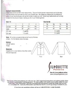 Silhoutte 412 Beverly's Button-Down Cowl Size: 1-4 & 5W-8W Uncut Sewing Pattern - Image 2