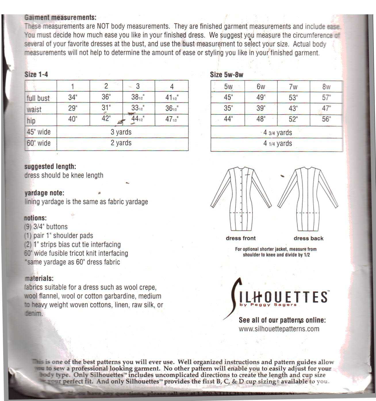 Silhoutte 4200 Princess Sheath Dress Size: 1-4 & 5W-8W Uncut Sewing Pattern - Image 2