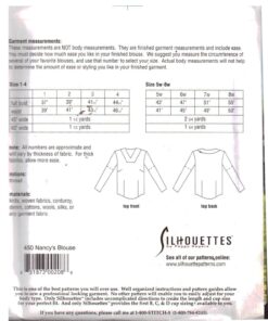 Silhoutte 450 Nancy's Blouse Size: 1-4 & 5W-8W Uncut Sewing Pattern - Image 2