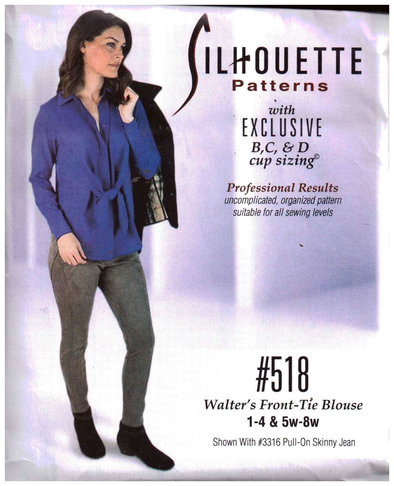 Silhoutte 518 Walter's Front-Tie Blouse Size: 1-4 & 5W-8W Uncut Sewing Pattern