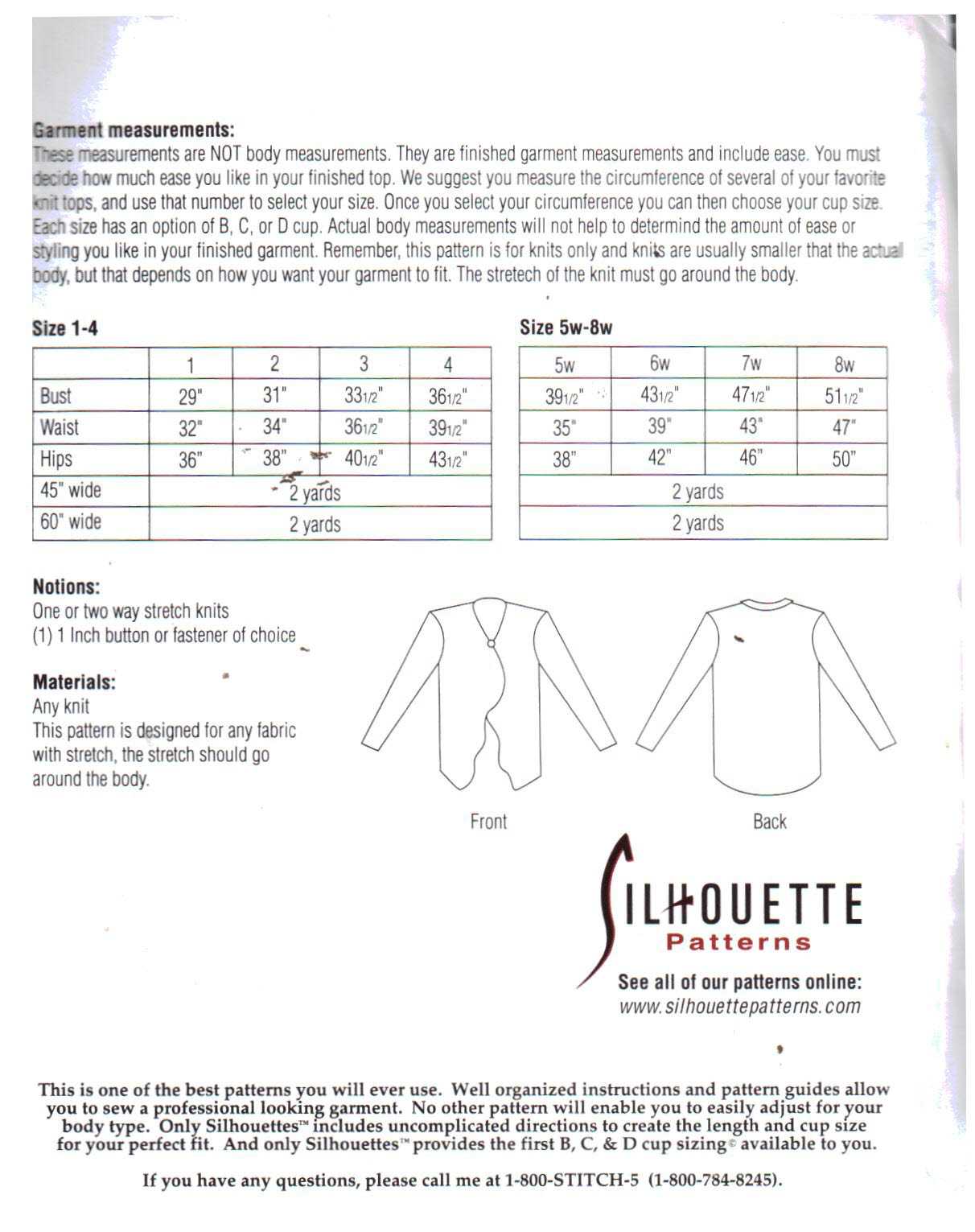 Silhoutte 65 Mary's Wrap Size: 1-4 & 5W-8W Uncut Sewing Pattern - Image 2
