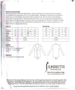 Silhoutte 915 Hugo's Favoriet Cardigan  Size: 1-4 & 5W-8W Uncut Sewing Pattern - Image 2