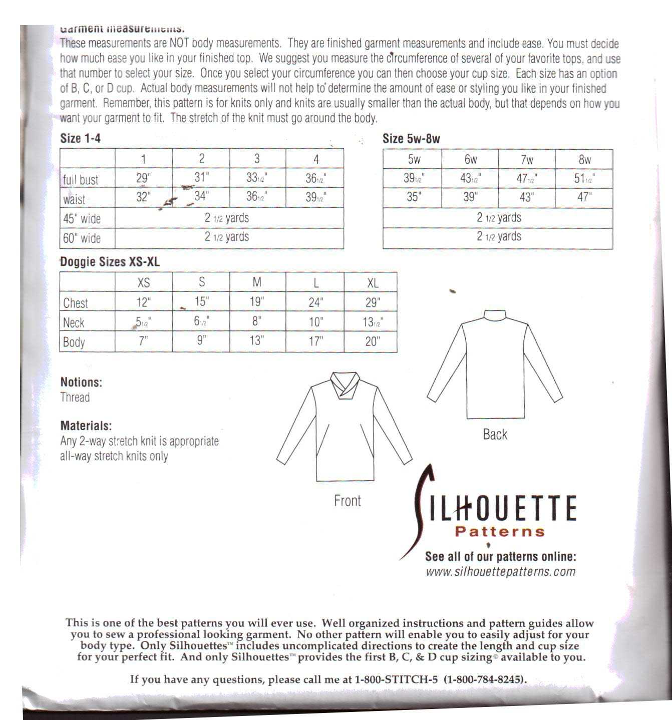 Silhoutte 924 Polo's Best Top for Mom and Dog Size: 1-4 & 5W-8W Uncut Sewing Pattern - Image 2