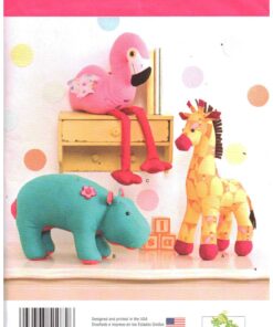 Simplicity 1082 Stuffed Animals - Giraffe, Hippo, Famingo Size: One Uncut Sewing Pattern