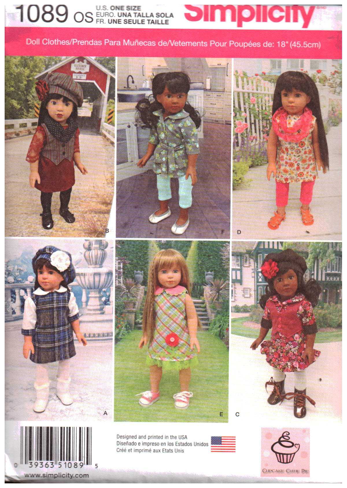 Simplicity 1089 Doll Clothes Size: 18" Used Sewing Pattern