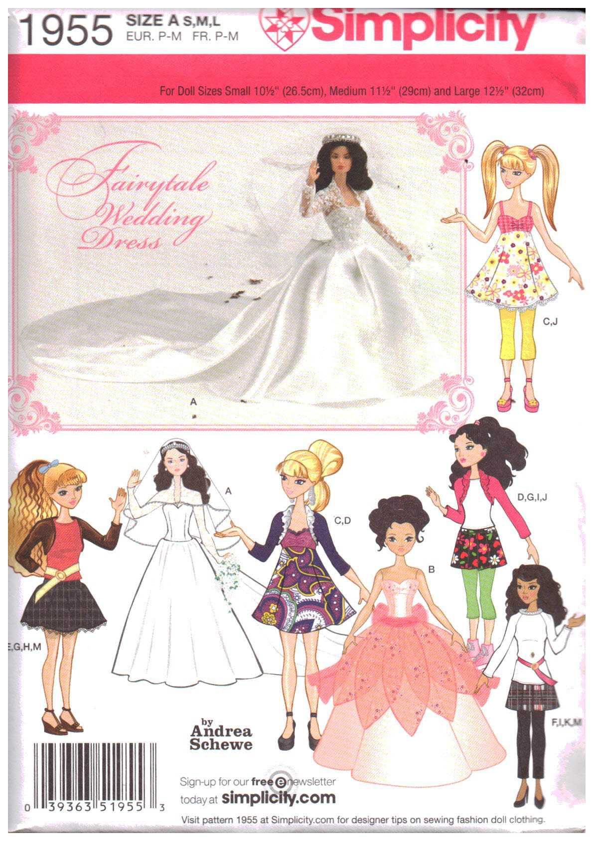 Simplicity 1955 Doll Clothes Size: 11.5-12.5" Uncut Sewing Pattern
