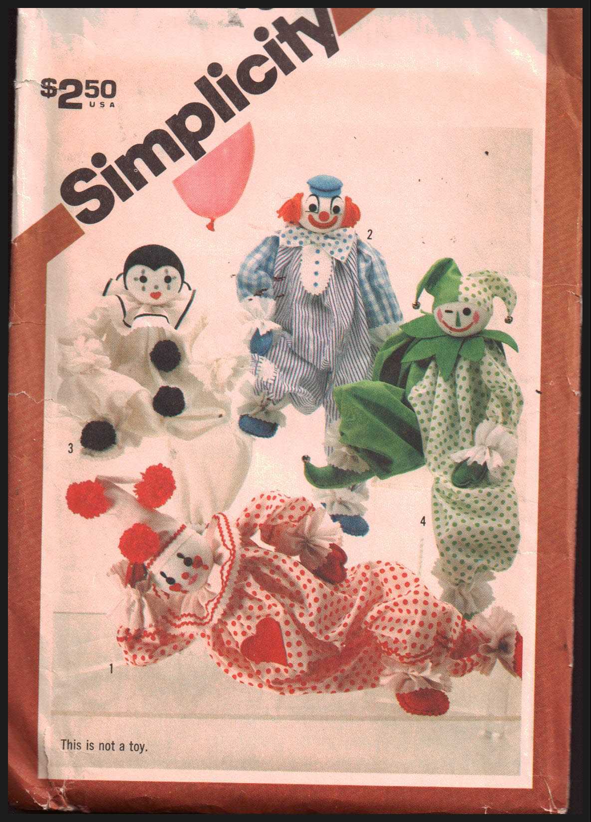 Simplicity 213 Craft Clowns Size: One Uncut Sewing Pattern