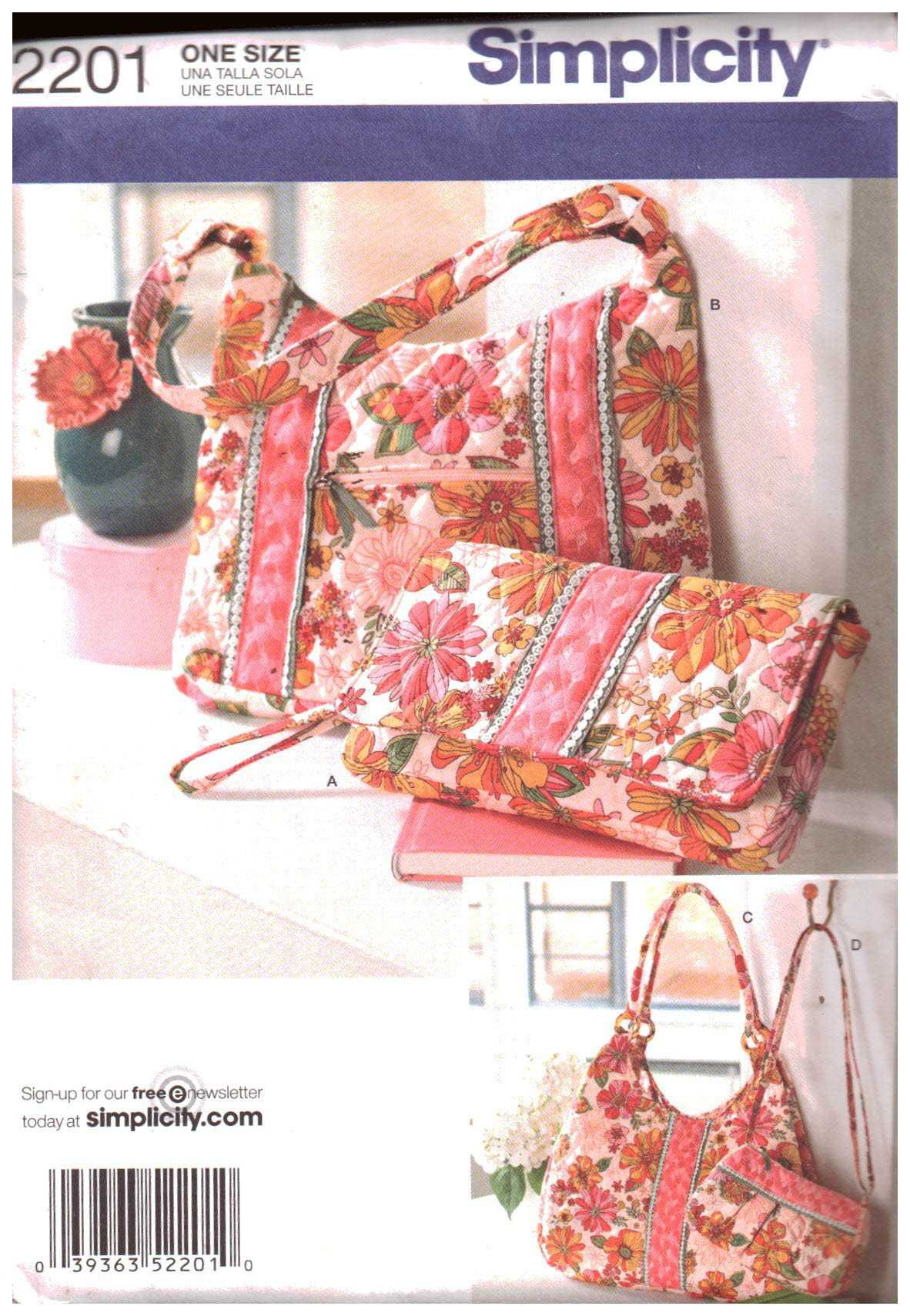 Simplicity 2201 Bags Size: One Uncut Sewing Pattern
