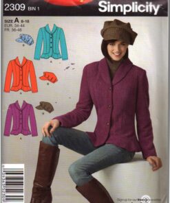 Simplicity 2309 Jacket, Hat Size: A 8-18 Uncut Sewing Pattern