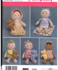 Simplicity 2809 Doll, Doll Clothes, Cat, Bear Size: One Uncut Sewing Pattern