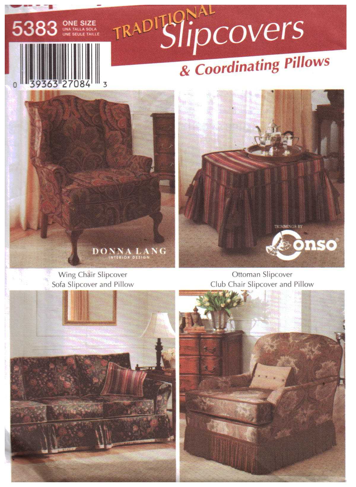 Simplicity 5383 Slipcovers, Pillows Size: One Uncut Sewing Pattern