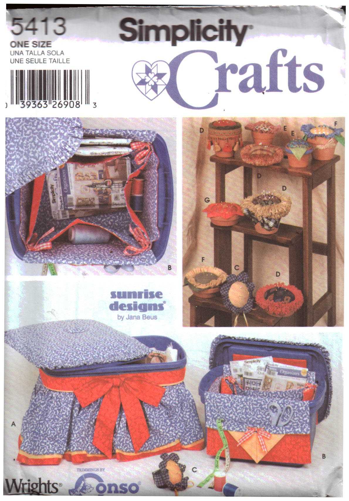 Simplicity 5413 Sewing Accessories - Storage Container, Wrist Pn Holder Size: One Uncut Sewing Pattern