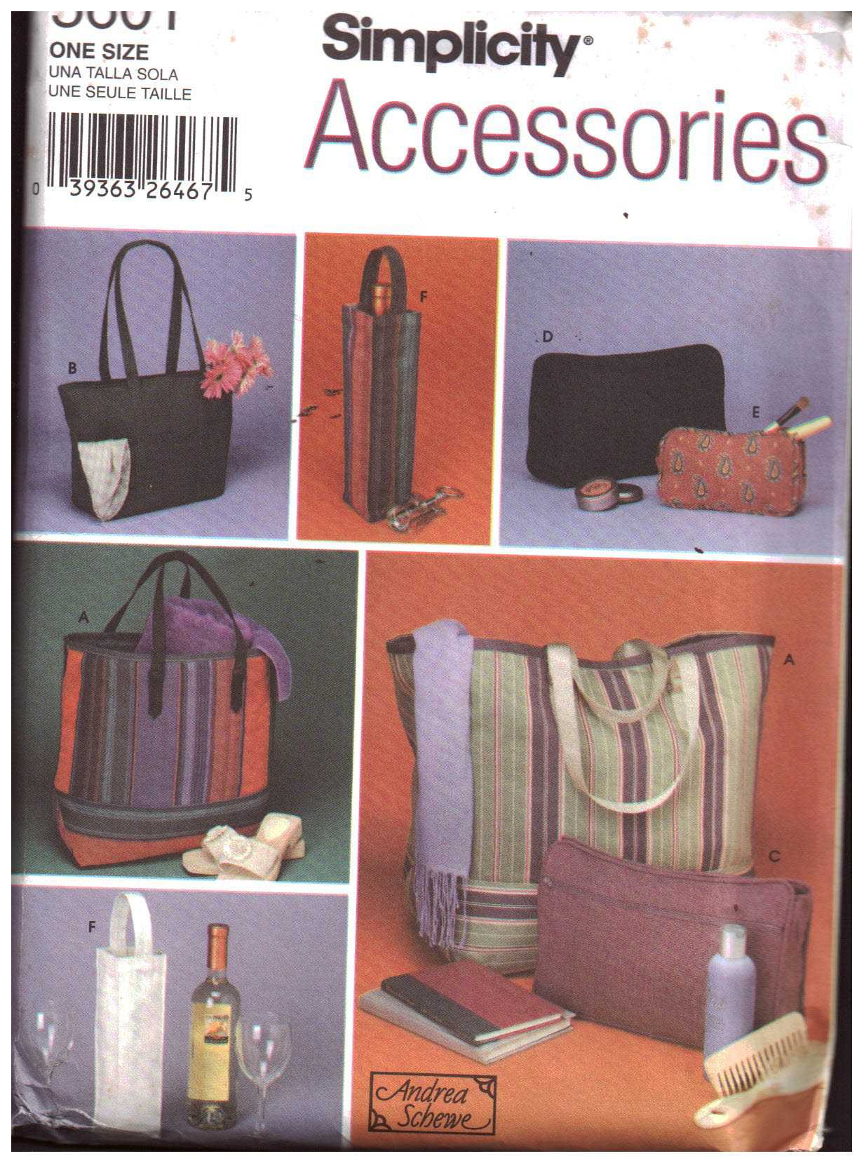 Simplicity 5601 Bags Size: One Uncut Sewing Pattern
