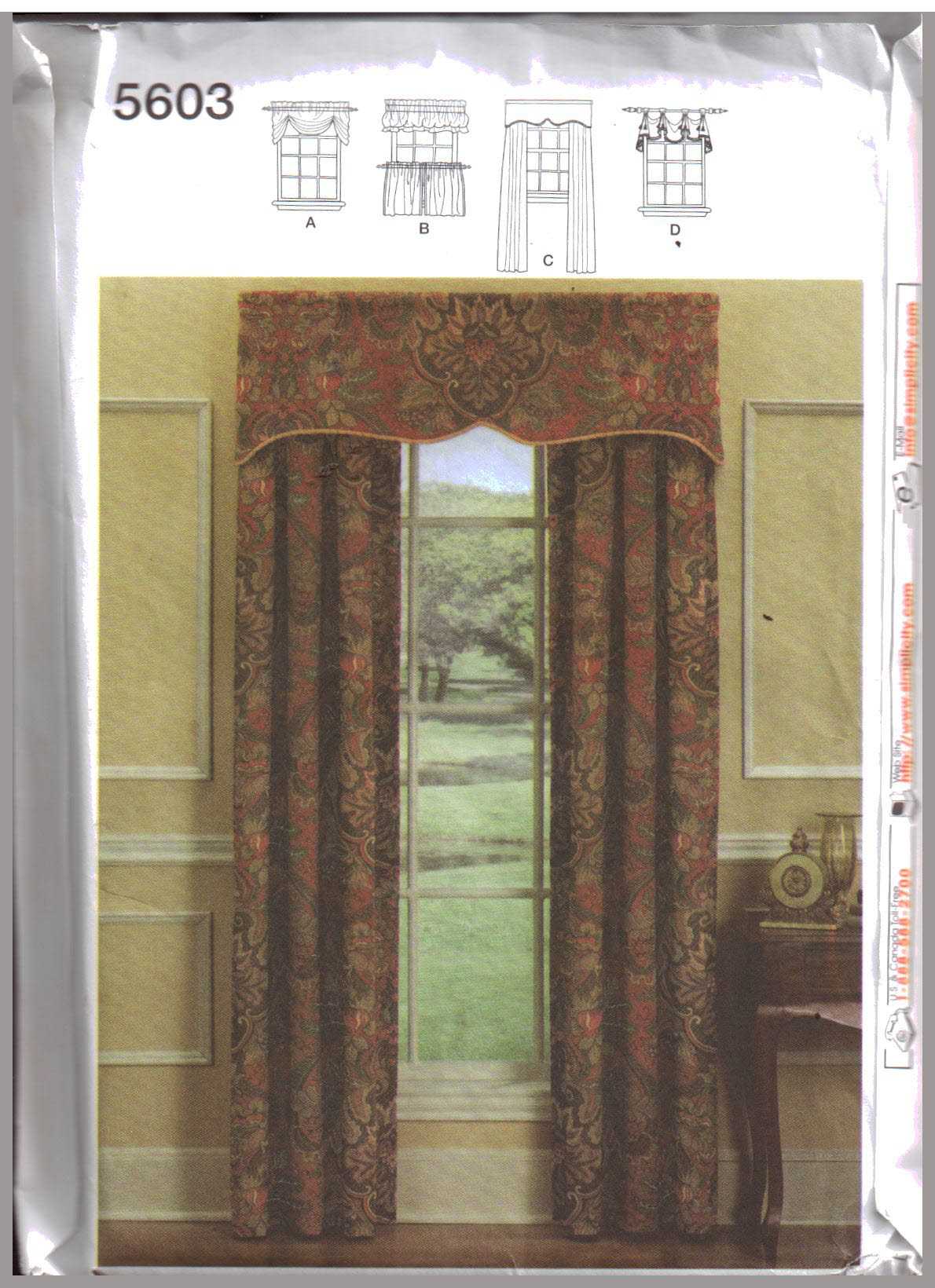 Simplicity 5603 Window Treatments Size: One Uncut Sewing Pattern - Image 2