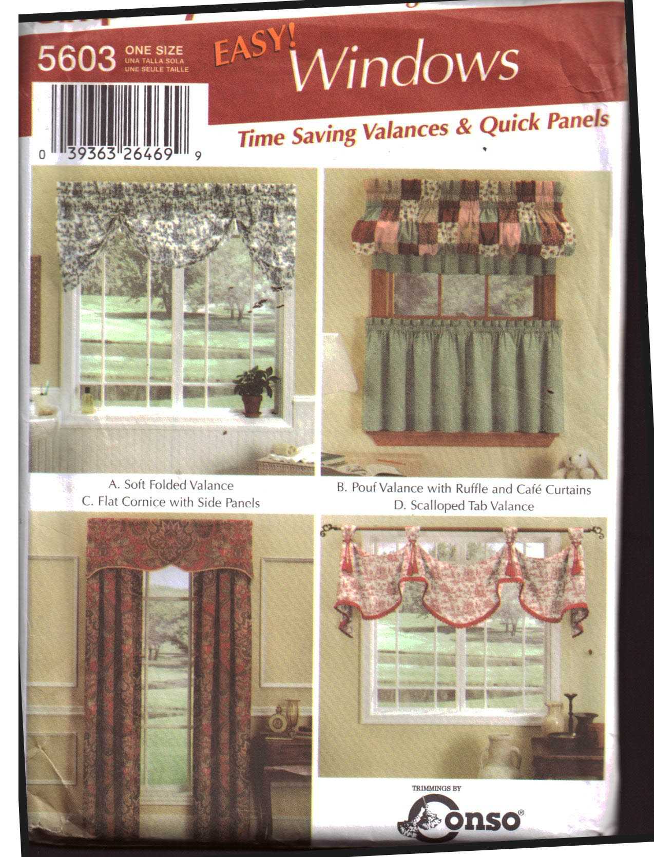Simplicity 5603 Window Treatments Size: One Uncut Sewing Pattern