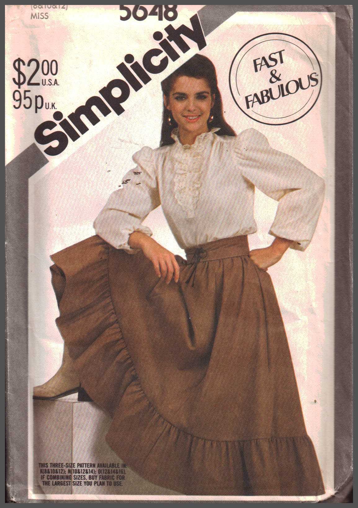 Simplicity 5648 Blouse, Shirt, Waist Cincher Size: K 8-10-12 Uncut Sewing Pattern