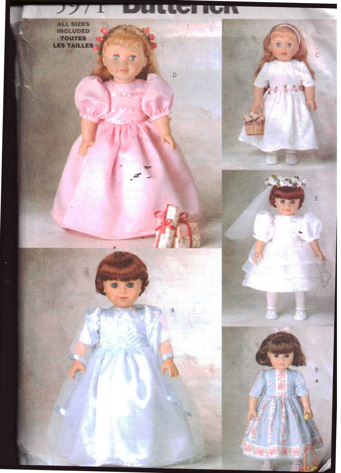 Butterick 5971 Doll Party Dress Size: 18" Uncut Sewing Pattern