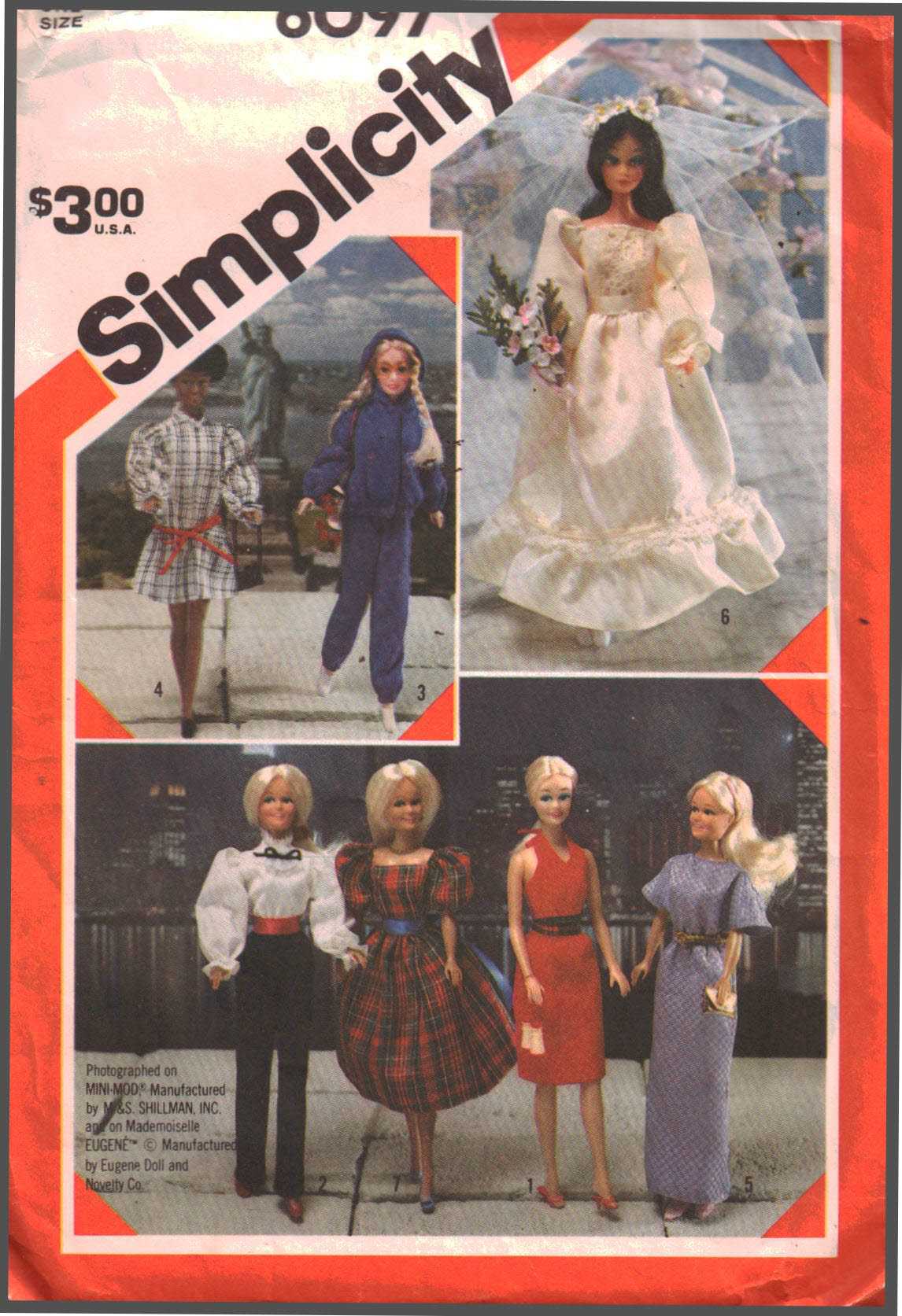Simplicity 6097 Doll Clothes Size: 11.5" Used Sewing Pattern