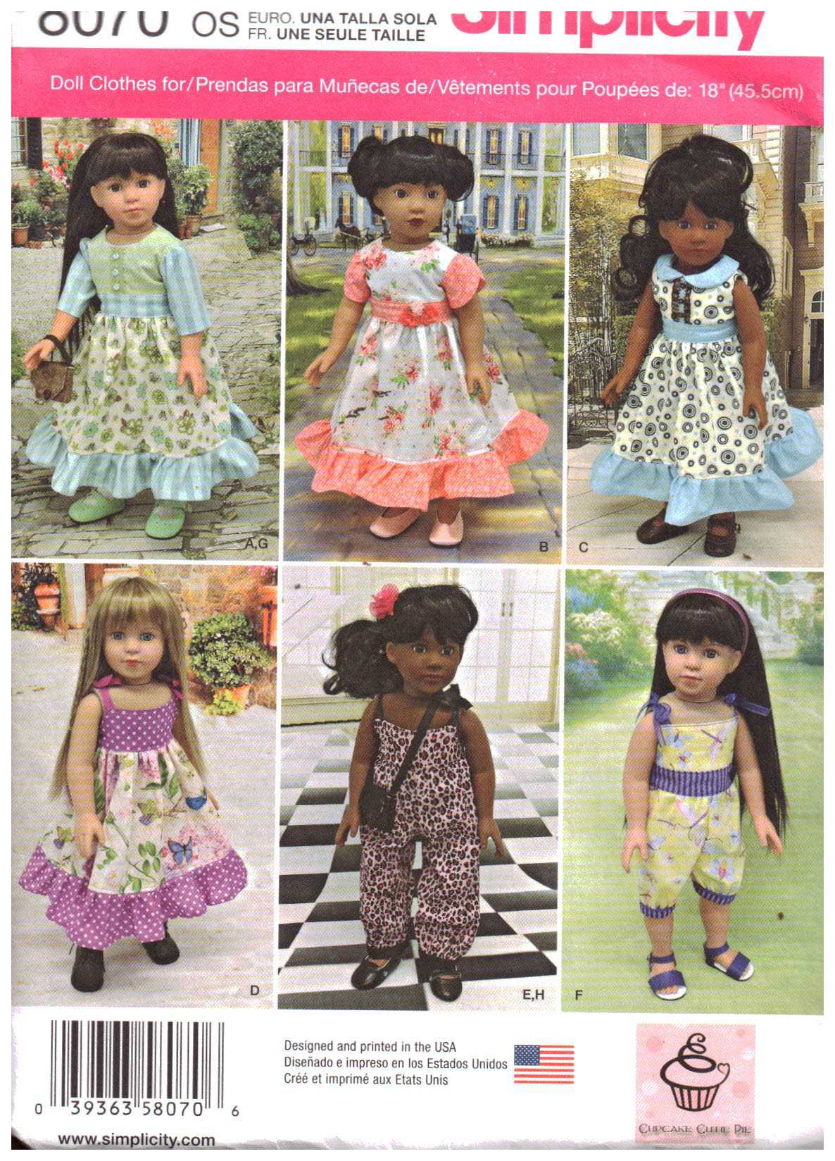 Simplicity 8070 Doll Clothes Size: 18" Uncut Sewing Pattern