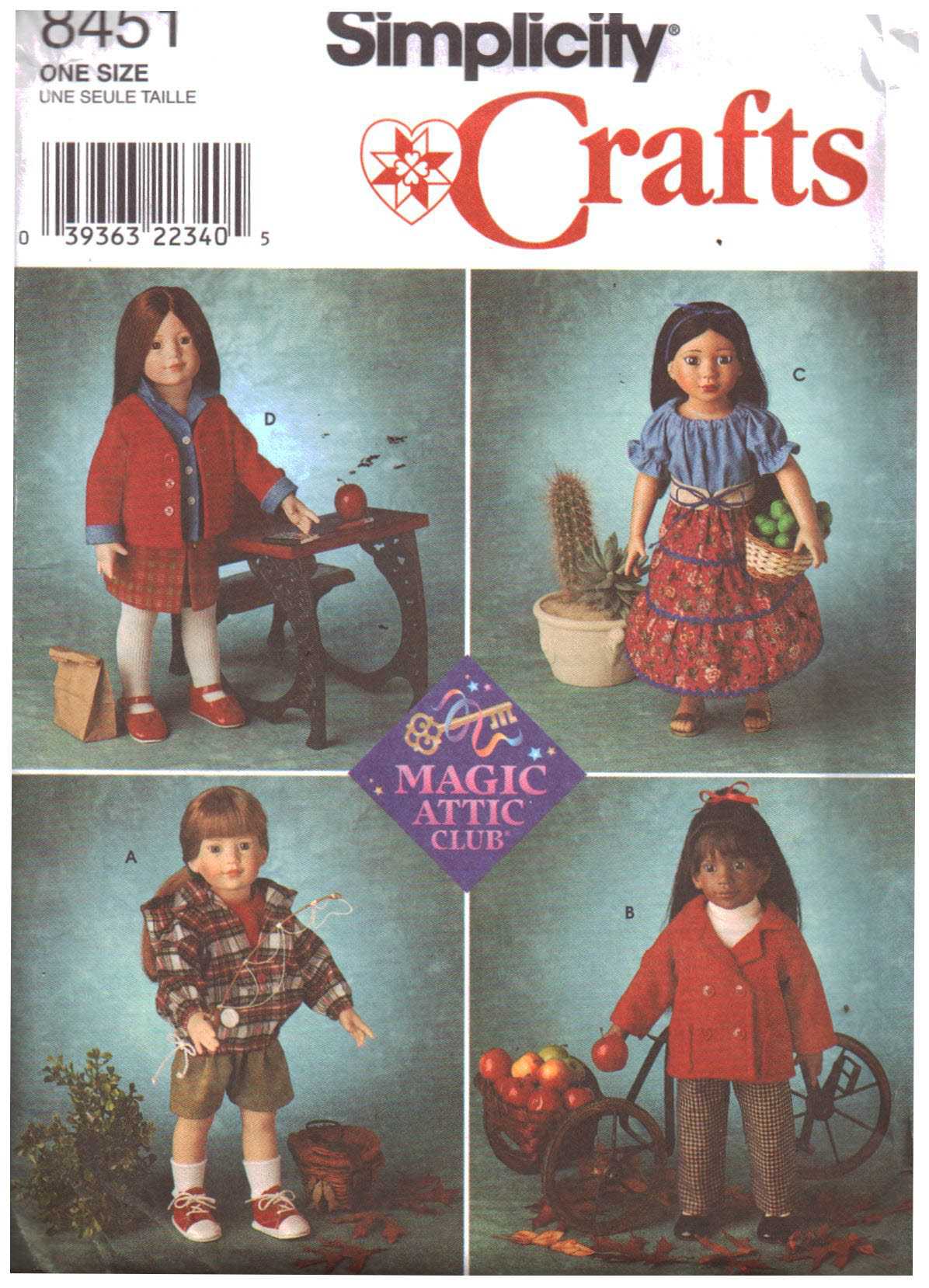 Simplicity 8451 Doll Clothes Size: 18" Uncut Sewing Pattern