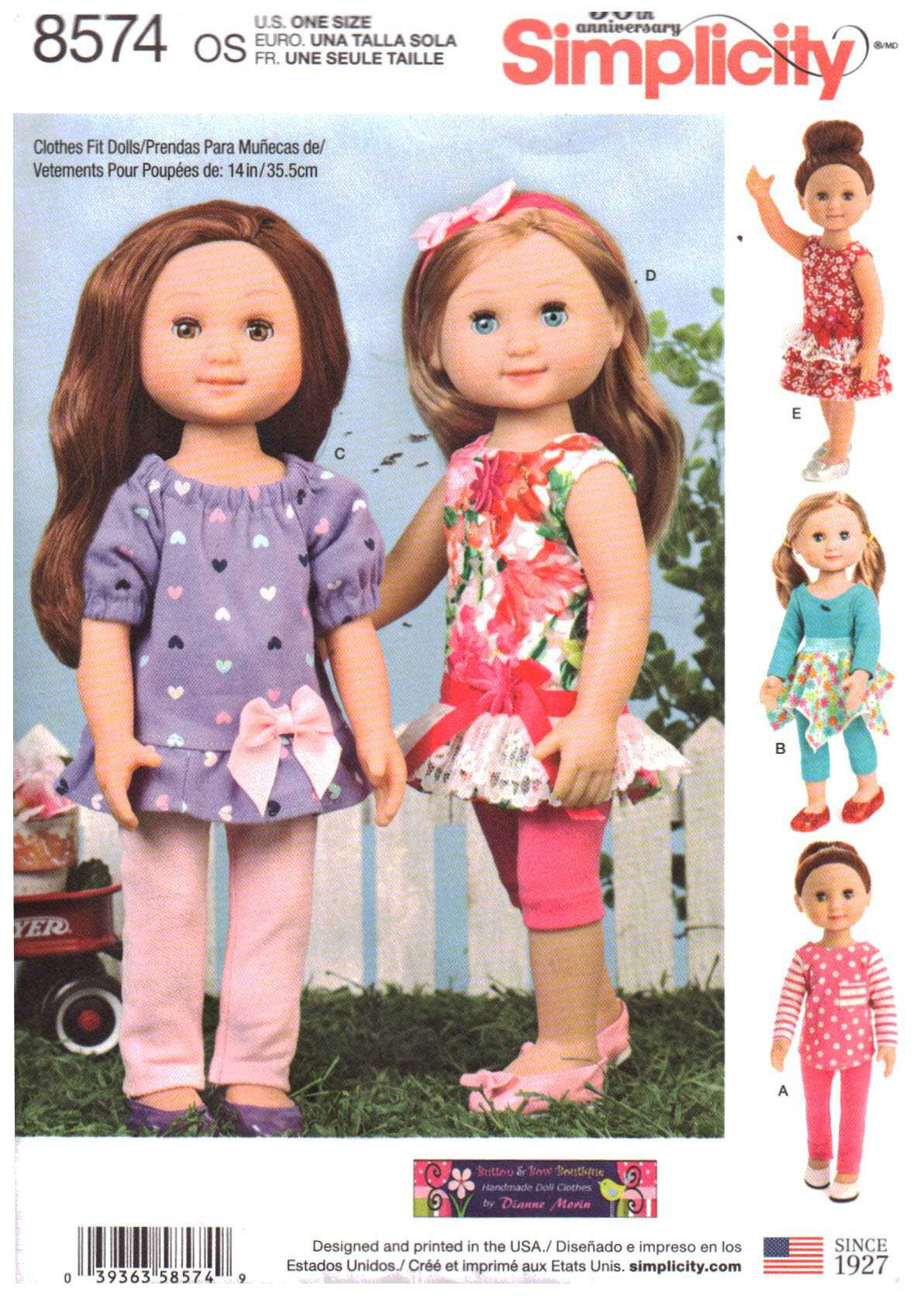 Simplicity 8574 Doll Clothes Size: 14" Used Sewing Pattern