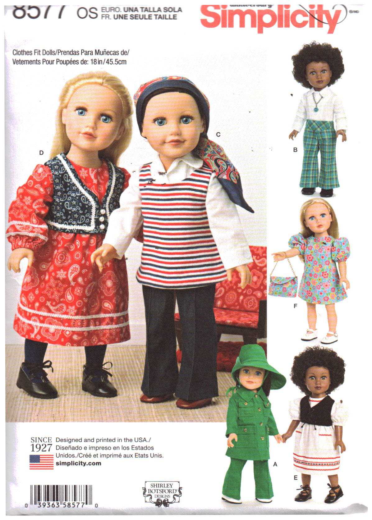 Simplicity 8577 Doll Clothes Size: 18" Uncut Sewing Pattern