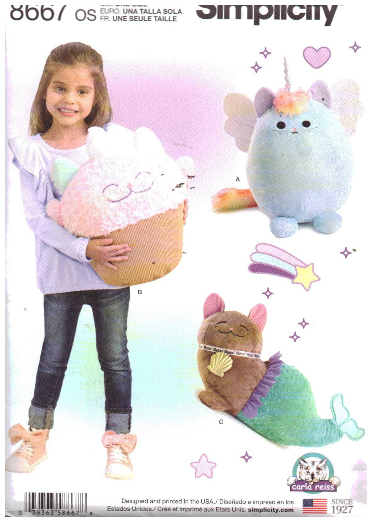 Simplicity 8667 Stuffed Kitties Size: One Uncut Sewing Pattern