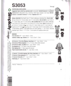 Simplicity S3053 Stuffed Dolls, Clothes Size: One Uncut Sewing Pattern - Image 2