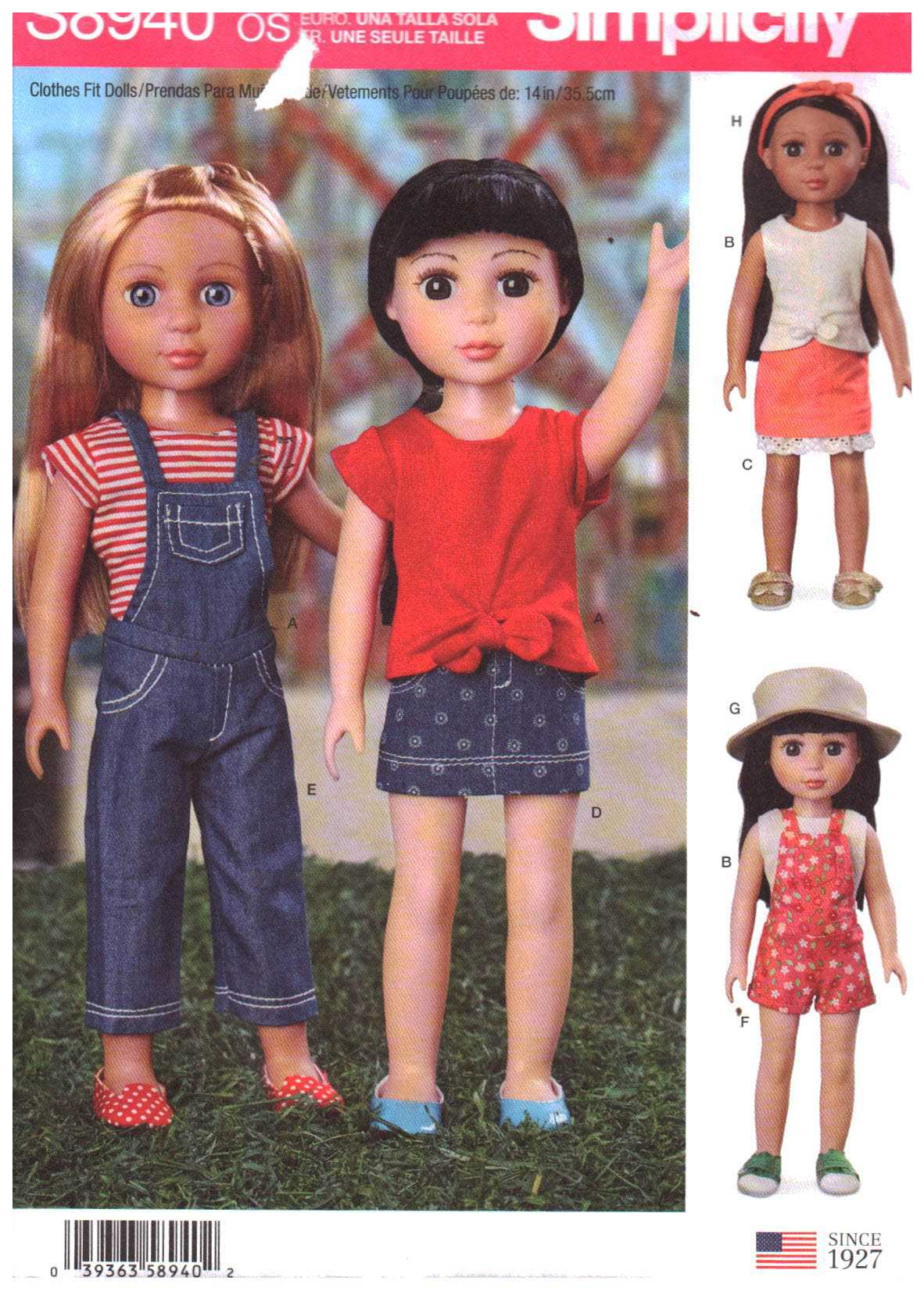 Simplicity S8940 Doll Clothes Size: 14" Used Sewing Pattern