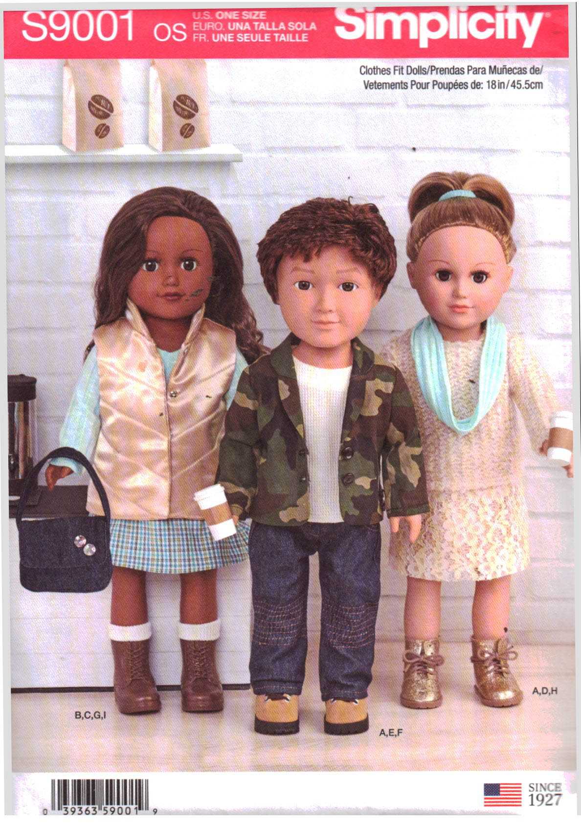 Simplicity S9001 Doll Clothes Size: 18" Uncut Sewing Pattern