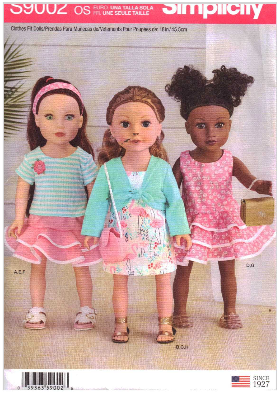 Simplicity S9002 Doll Clothes Size: 18" Uncut Sewing Pattern
