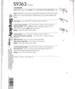 Simplicity S9363 Plush Dragons Size: One Uncut Sewing Pattern - Image 2