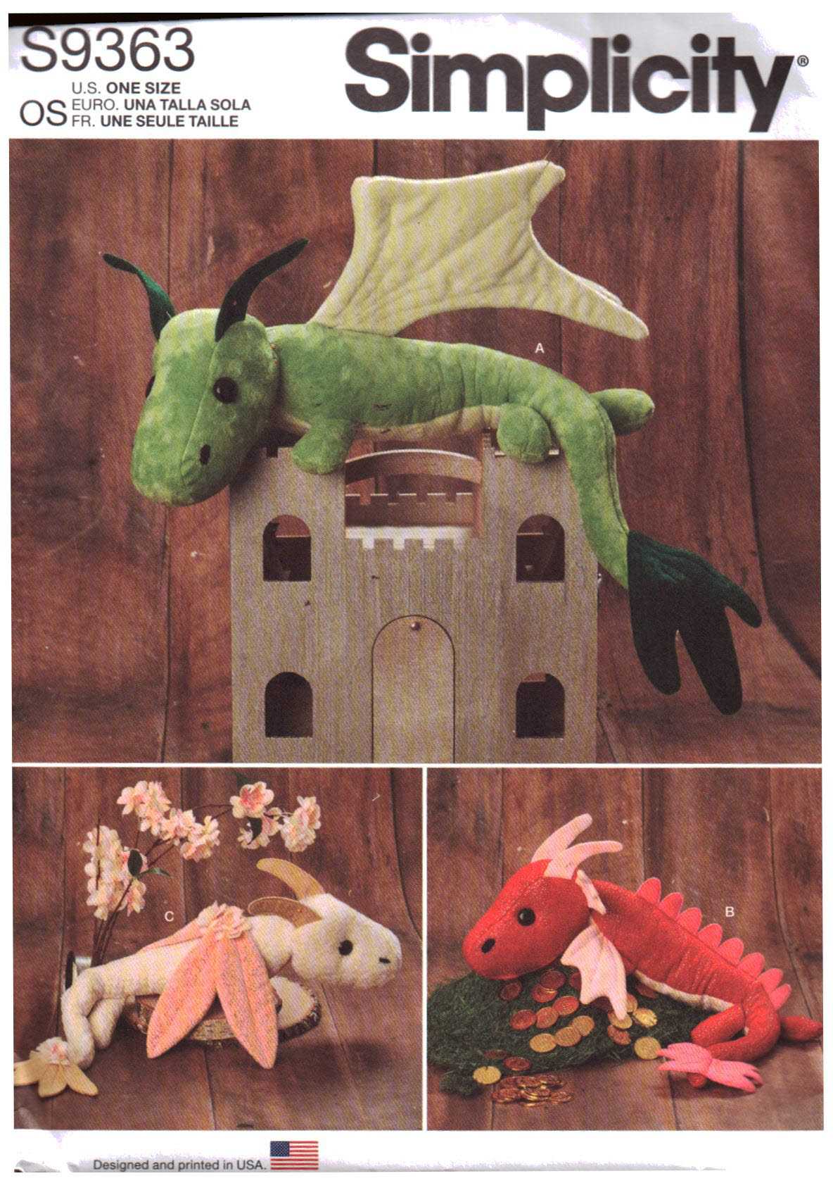 Simplicity S9363 Plush Dragons Size: One Uncut Sewing Pattern