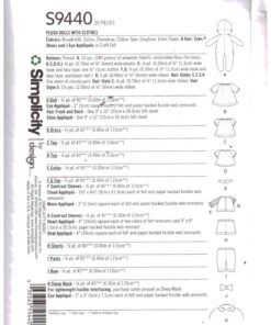 Simplicity S9440 Plush Dolls, Clothes Size: One Uncut Sewing Pattern - Image 2