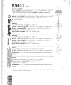 Simplicity S9441 Plushies - Dragon, Dinosaur, Bear, Bunny Size: one Uncut Sewing Pattern - Image 2