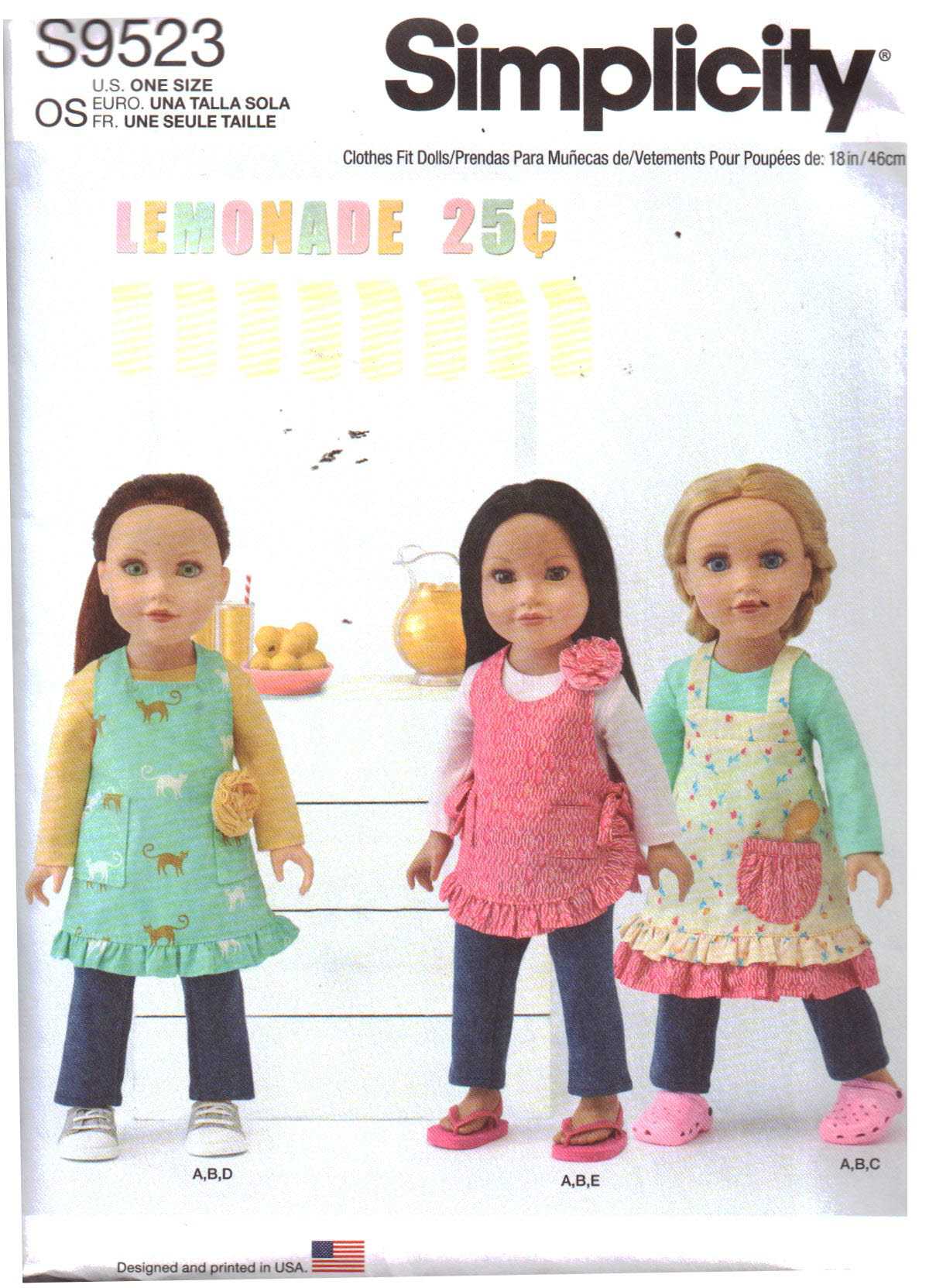 Simplicity S9523 Doll Clothes Size: 18" Uncut Sewing Pattern