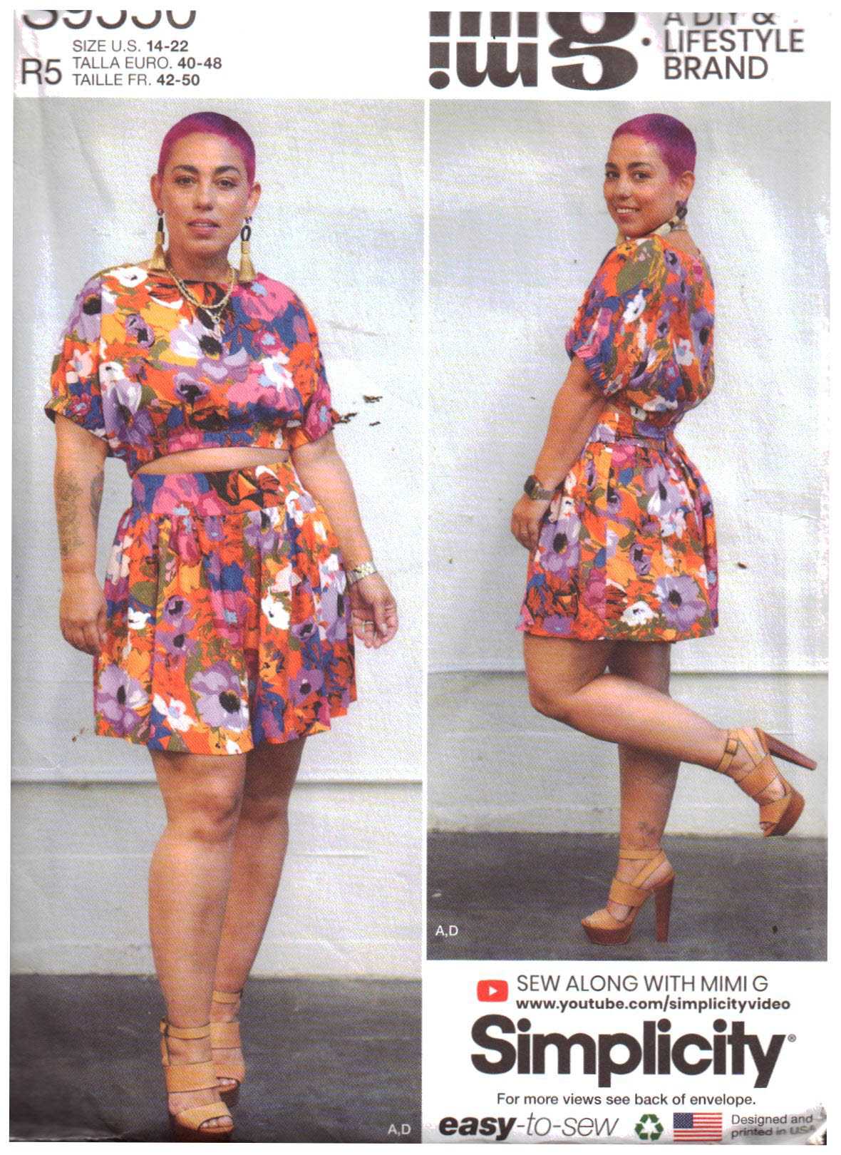 Simplicity S9550 Top, Skirt, Shorts Size: R5 14-22 Uncut Sewing Pattern