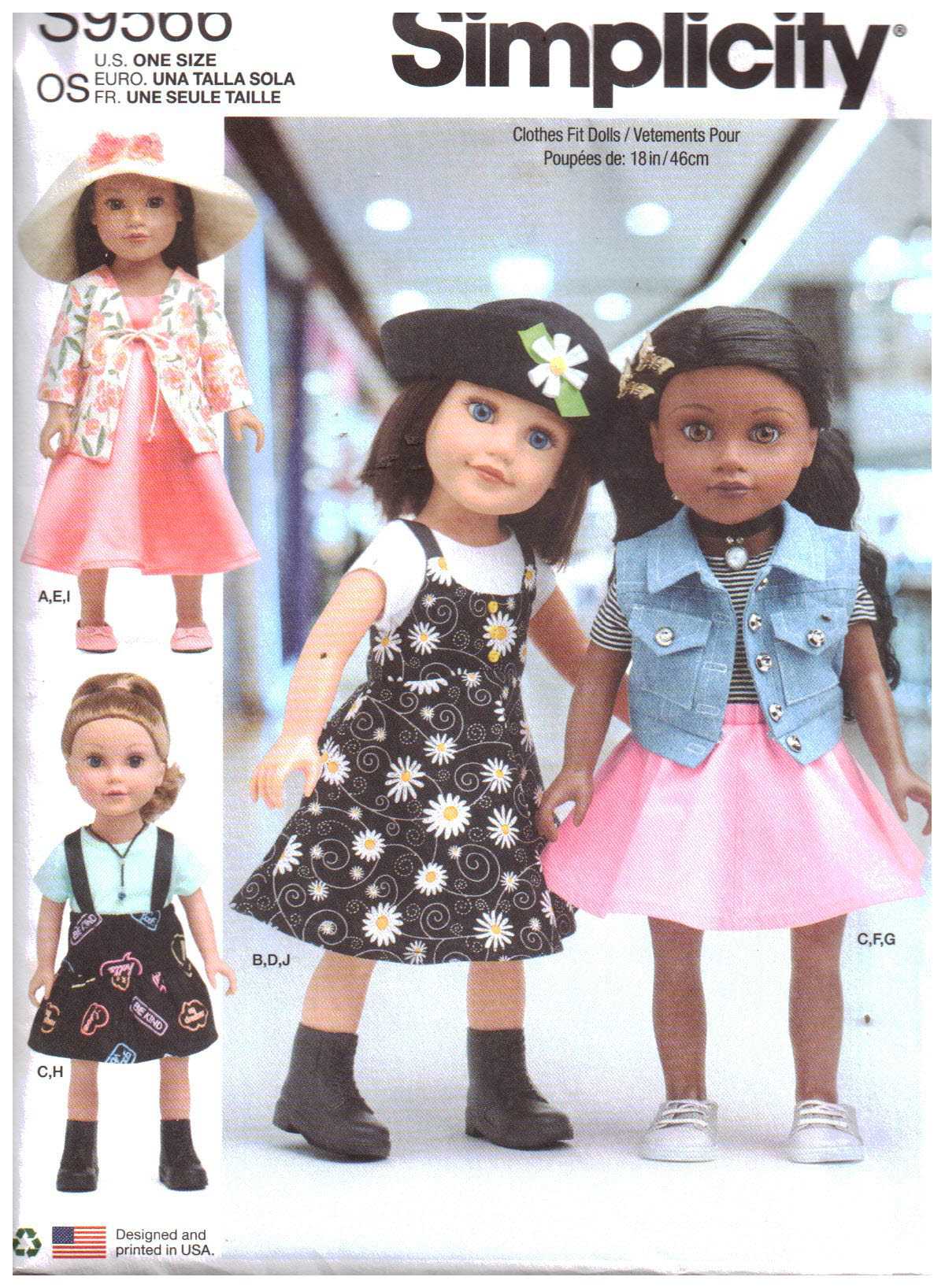 Simplicity S9566 Doll Clothes Size: 18" Uncut Sewing Pattern