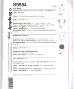 Alternative view of Simplicity S9584 Plush Animals Size: One Uncut Sewing Pattern