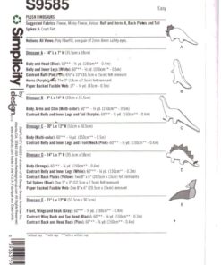 Simplicity S9585 Plush Dinosaurs Size: 14-20" Uncut Sewing Pattern - Image 2