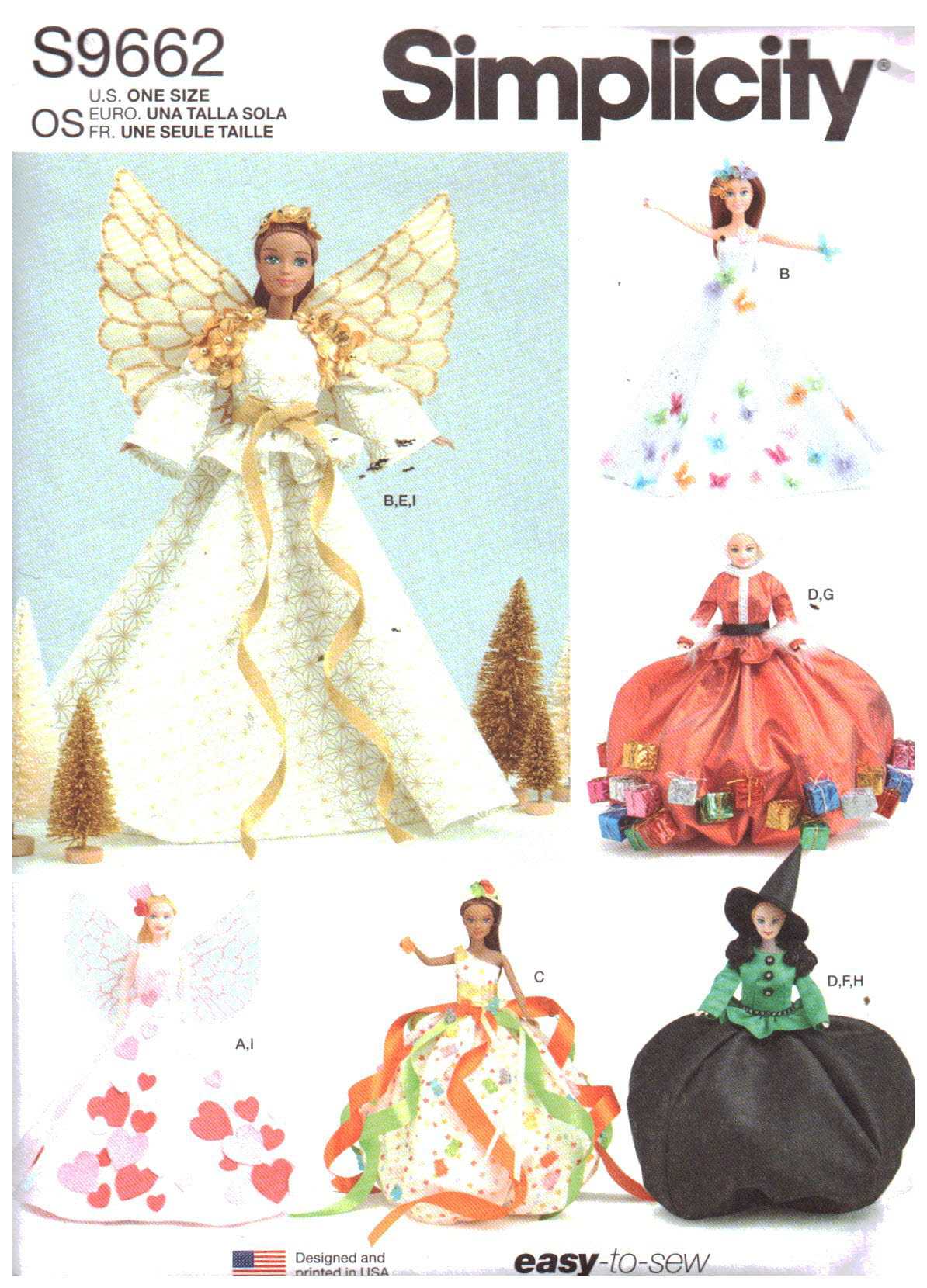 Simplicity S9662 Holiday Fashion Doll Clothes Size: 11.5" Uncut Sewing Pattern