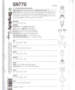 Simplicity S9770 Stuffed Dolls, Clothes Size: 14.5" Uncut Sewing Pattern - Image 2