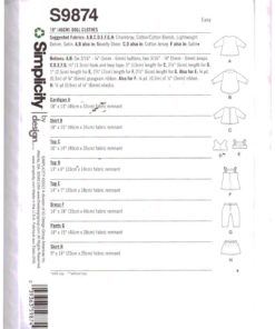Simplicity S9874 Doll Clothes Size: 18" Uncut Sewing Pattern - Image 2