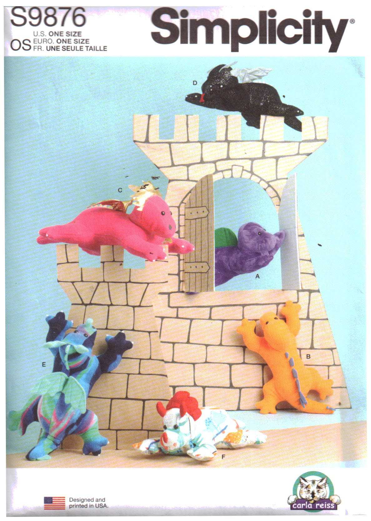Simplicity S9876 Plush Dinasaurs, Dragons Size: 22.5" Uncut Sewing Pattern