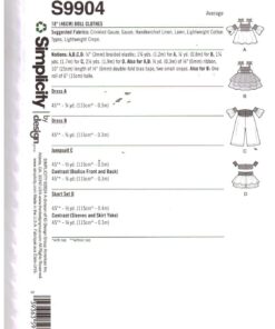 Simplicity S9904 Doll Clothes Size: 18" Uncut Sewing Pattern - Image 2