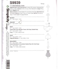 Simplicity S9939 Doll Clothes Size: 11.5" Uncut Sewing Pattern - Image 2