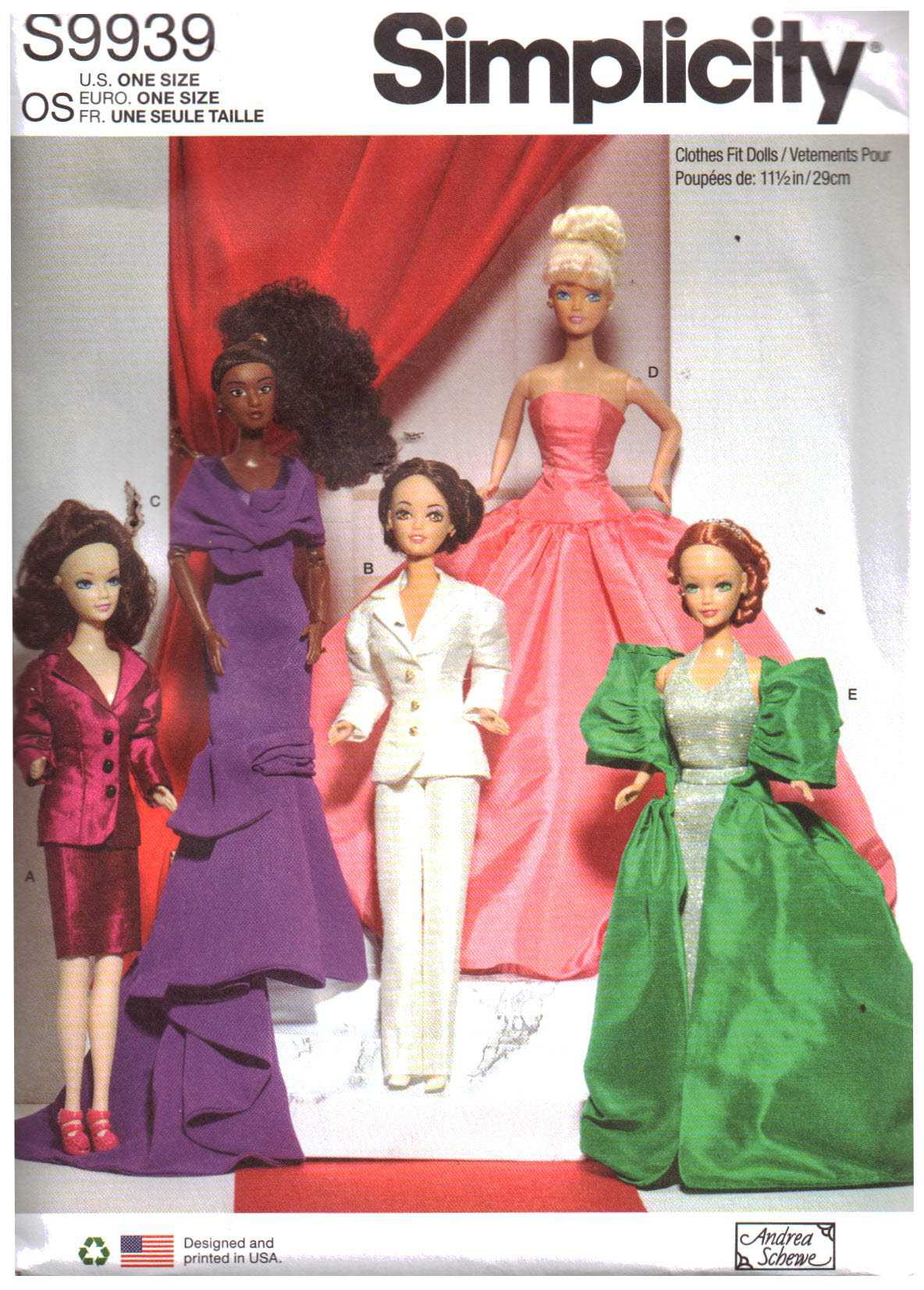 Simplicity S9939 Doll Clothes Size: 11.5" Uncut Sewing Pattern