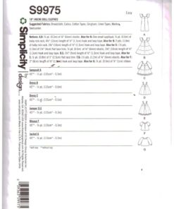 Simplicity S9975 Doll Clothes Size: 18" Uncut Sewing Pattern - Image 2
