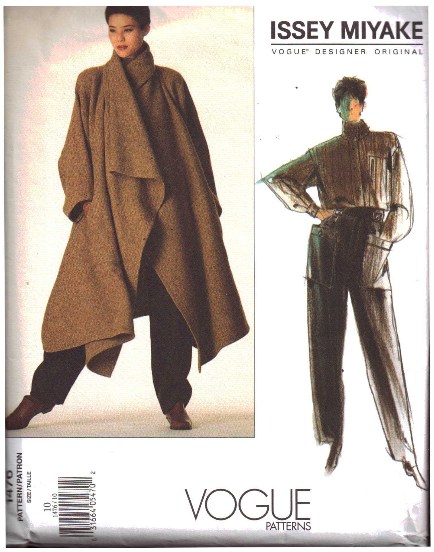 Vogue 1476 Coat, Shirt, Pants by Issey Miyake Size: 10 Used Sewing Pattern